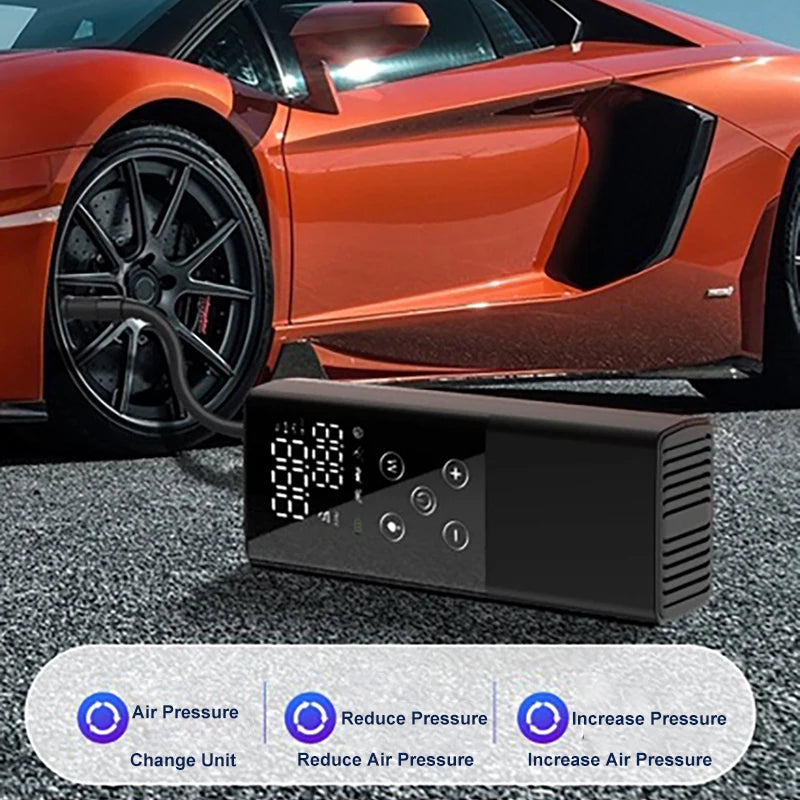 GP2 Portable Digital Touch Screen Air Pump Mini Tire Inflator with LED Light GP2 Portable Digital Touch Screen Air Pump Mini Tire Inflator with LED Light